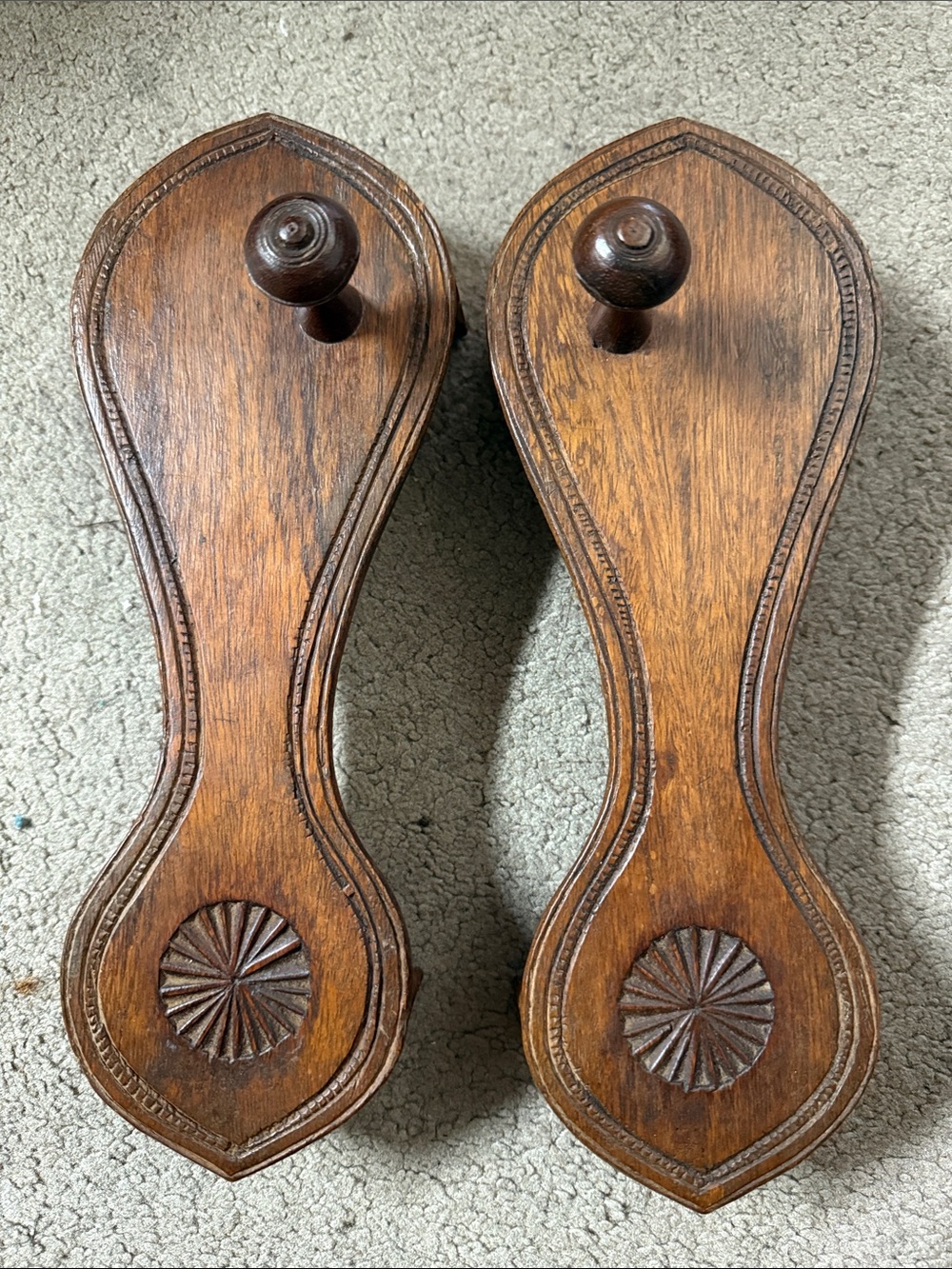 Vintage traditional Indian wooden sandals, known as Paduka (or Khadau).